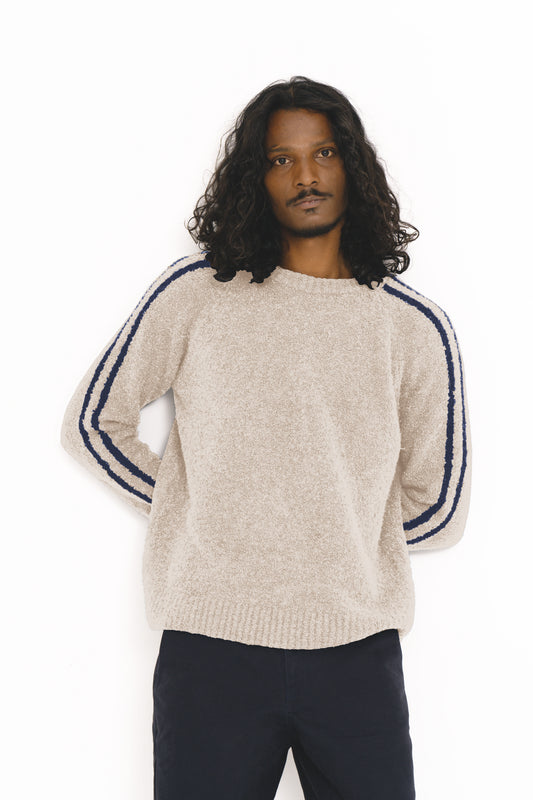 2 Stripes Ecru Knitted Sweater